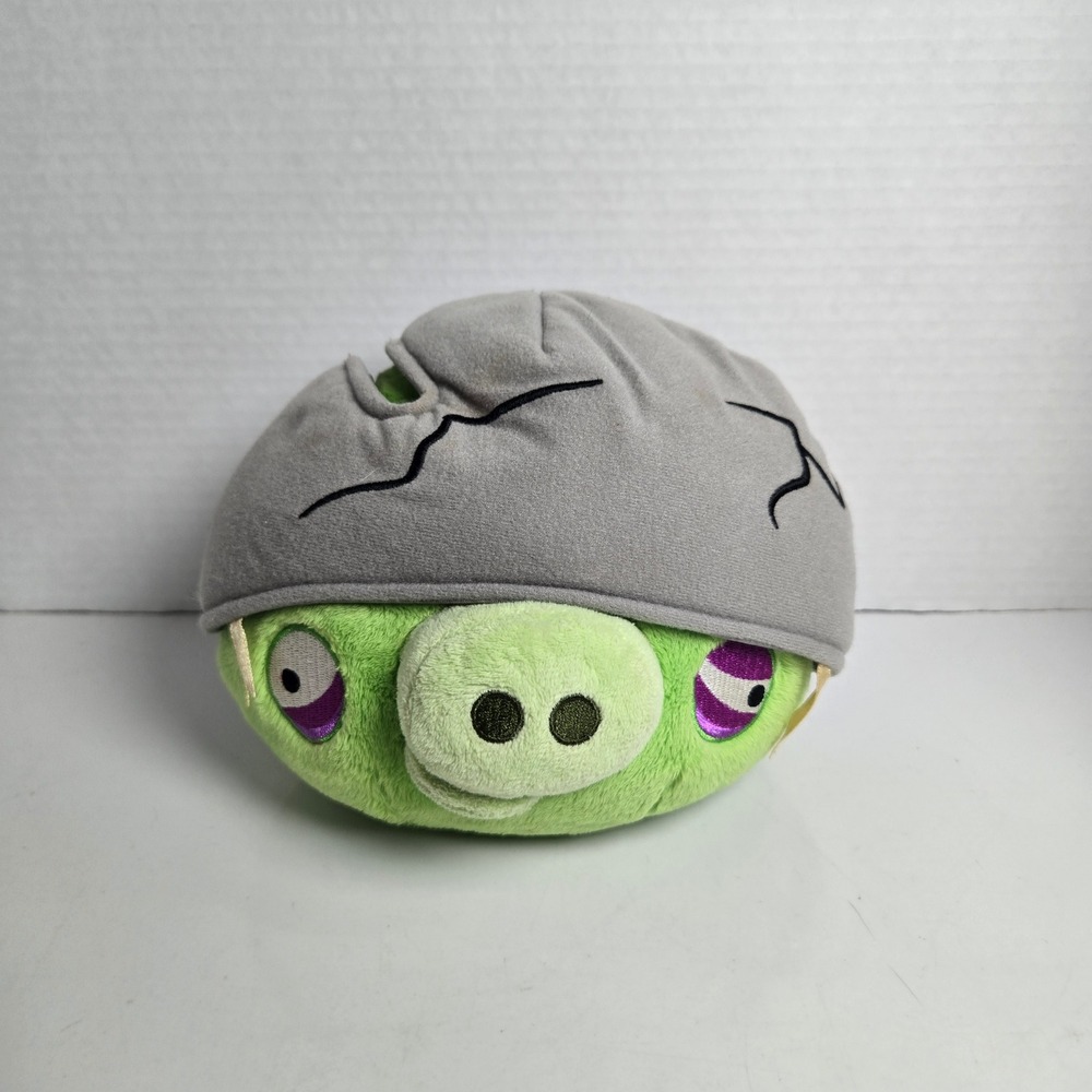 8" Angry Birds Helmet Green Pig Plush 2010 Commonwealth Classic Collection Toy